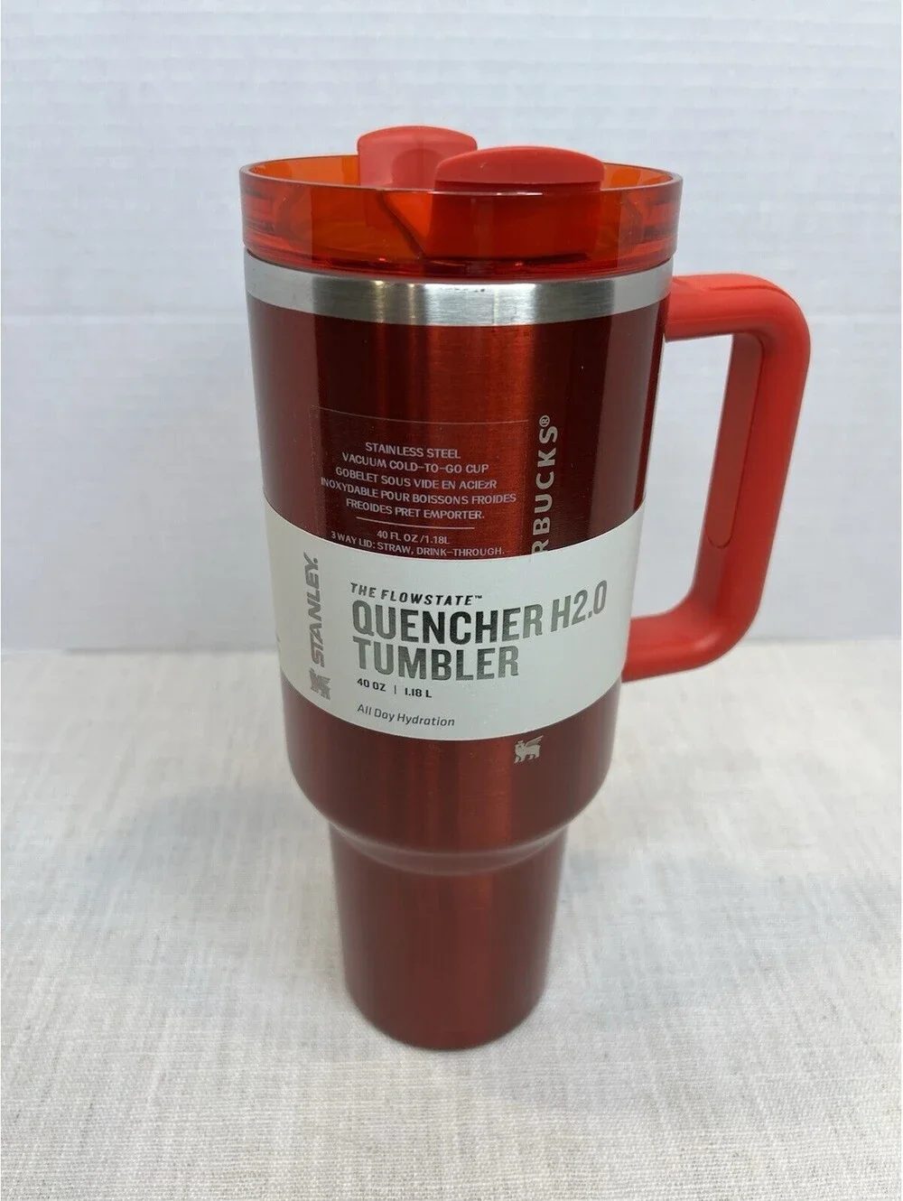 Stanley x Starbucks Flowstate Quencher H2.0 40oz Tumbler Red Handle Lid Straw